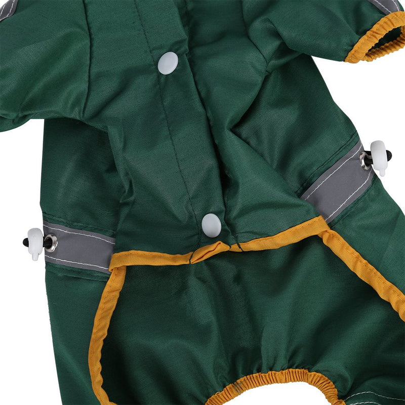 Pet Raincoat, Waterproof Jacket Cat Dog Hood Rain Coat Reflective Jumpsuit Apparel(Green L) Green L - PawsPlanet Australia