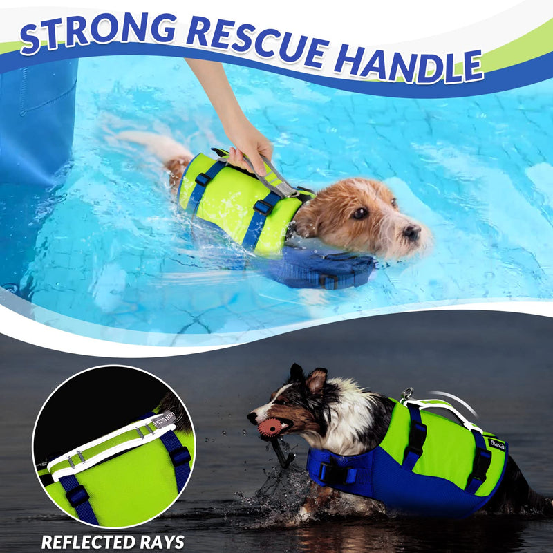 SlowTon Dog Life Jackets, Neoprene Enhanced Buoyancy Aid Adjustable Pet Swim Float Lifejacket with Reflective Rescue Handle, Dogs Safety Lifesaver Vests for Surfing Boating Pool Beach Sea XS Yellow - PawsPlanet Australia