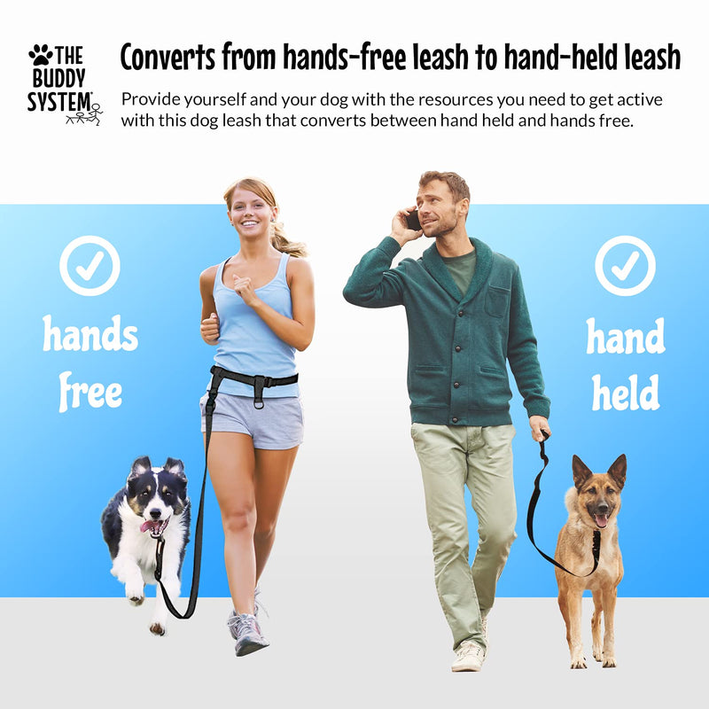 The Buddy System Hands Free Dog Leash, Adjustable Leash for Running, Jogging, Training and Service Dogs, Great for Small, Medium and Large Dogs, Made in USA Regular Belt (22"- 40" Waist) Black - PawsPlanet Australia