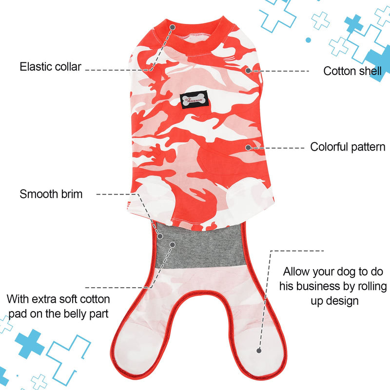 Vanansa Dog Post-Surgery Recovery Suit, Surgical Onesie for Dogs and Cats, Abdominal Wounds, E-Collar and Cone Replacement, Daily Pet Hygiene Recovery Suit XL Red/Camouflage - PawsPlanet Australia