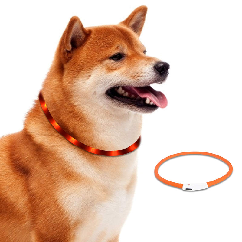Light Up Dog Collar Lights, LED Dog Collar Lights for the Dark, Ultra Bright Lights USB Rechargeable Cut to Fit Size Flashing Dog & Cat Collar Waterproof for Small Medium Large Dogs/Cats/Pets (Orange) Orange - PawsPlanet Australia