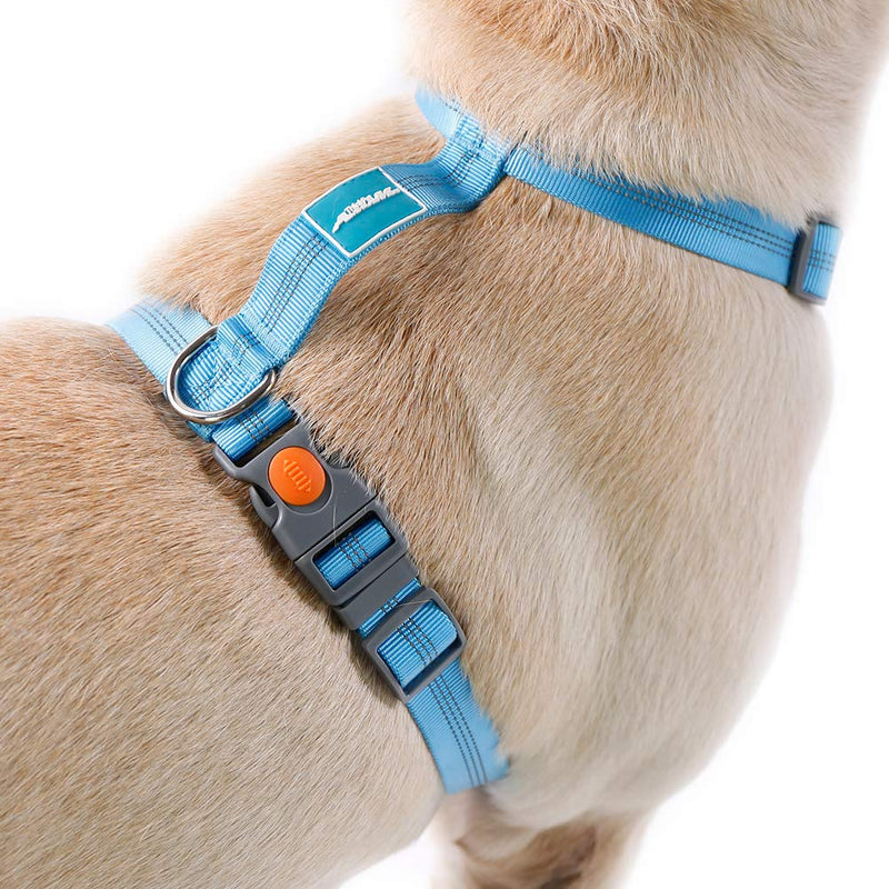 ThinkPet Reflective Adjustable Comfort Nylon Dog Halter Harness, Easy On and Off, No Choke Dog Walking Harness S Blue - PawsPlanet Australia