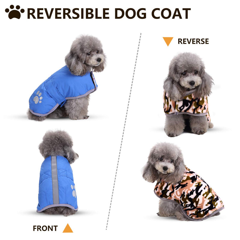 Queenmore Cold Weather Dog Coats Loft Reversible Winter Fleece Dog Vest Waterproof Pet Jacket Available in Extra Small, Small, Medium, Large Extra Large Sizes Blue - PawsPlanet Australia