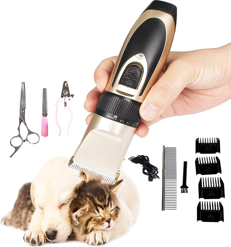 Yier Low Noise Professional Dog Grooming Clippers Kit Rechargeable Cordless Grooming Pet Clippers For Small Medium Large Dogs or Cats - PawsPlanet Australia