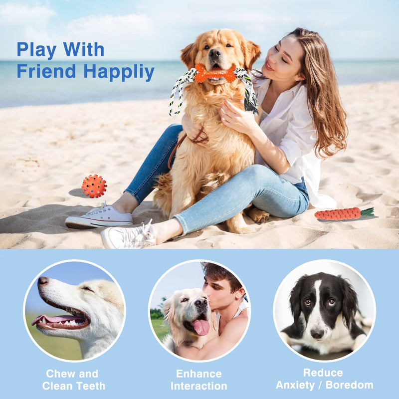 GENPAR Dog Toys, 5pcs Rope Ball Dog Chew Toy Set, Made of Natural Cotton, Interactive Pet Rope Toy, for Small Medium Dogs 5pcs toys - PawsPlanet Australia