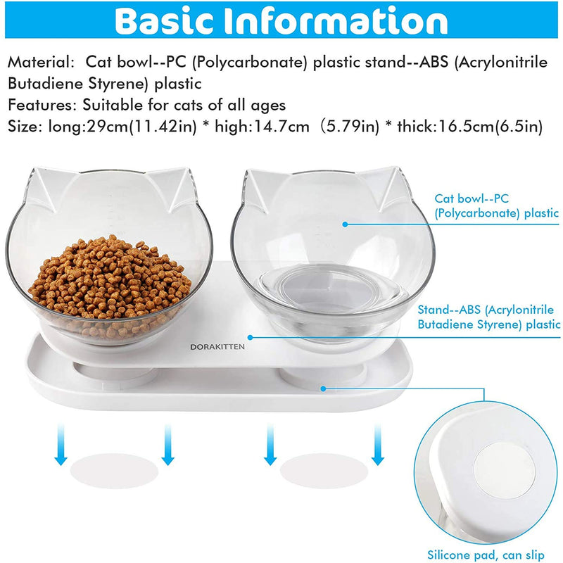 Cat bowls with stand cat food bowl with 15 ° incline angle personalised pet bowls feeding and watering supplies for cats - PawsPlanet Australia