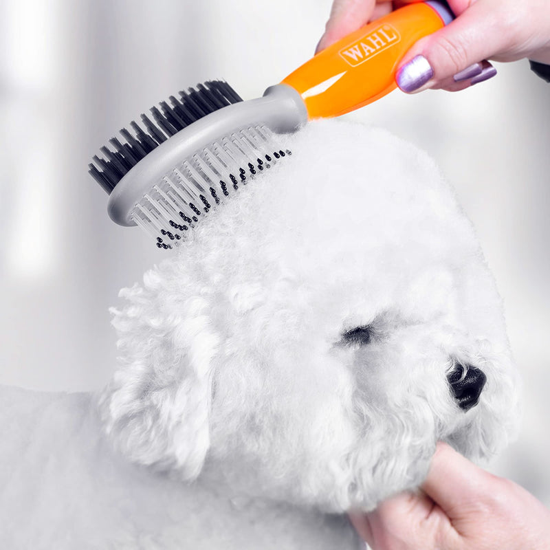 Wahl Double Sided Soft Brush, Pet Brush for Dogs and Cats, 2 in 1 Brush, Professional Grooming Tools, Removes Knots and Tangles, Gel Handle, Pin Brush for Pets - PawsPlanet Australia