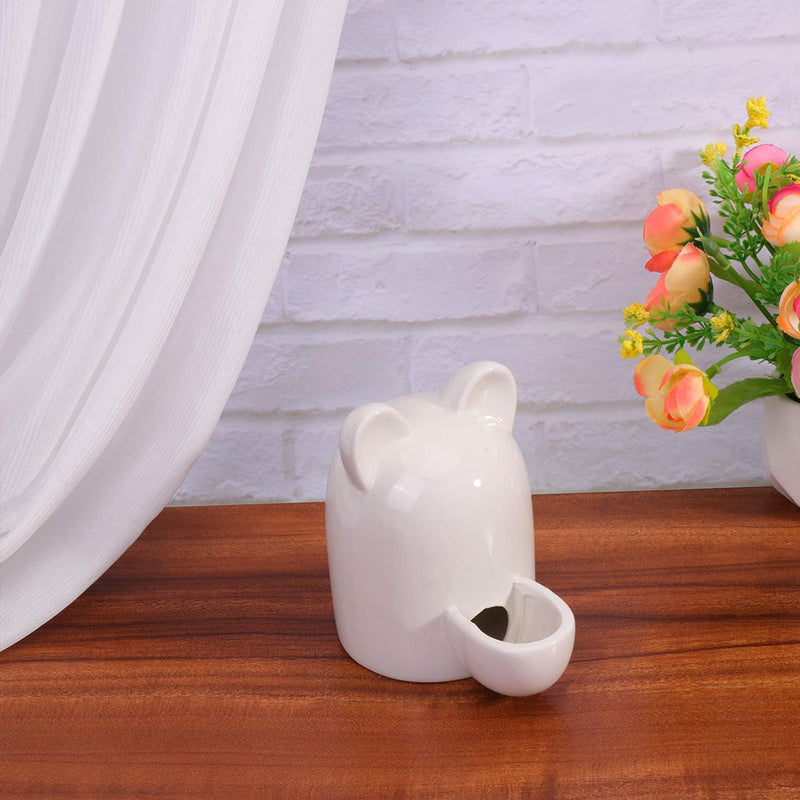 POPETPOP Hamster Water Bottle Guinea Pig Drinking Bowl Feeder Bottle Ceramics Slient Automatic Waterer for Small Pets Bird Hedgehog Chinchilla Ferret - 100ml White - PawsPlanet Australia