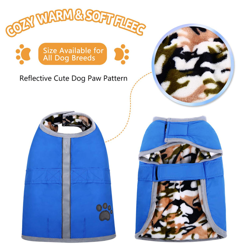 Queenmore Cold Weather Dog Coats Loft Reversible Winter Fleece Dog Vest Waterproof Pet Jacket Available in Extra Small, Small, Medium, Large Extra Large Sizes Blue - PawsPlanet Australia