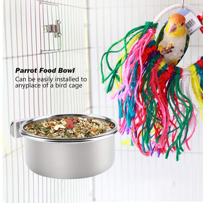 [Australia] - FTVOGUE Hanging Adjustable Food Water Food Feeding Bowl Stainless Steel Parrot Parakeet Feeder Bird Cage Accessory Drinking Cup (M) M 