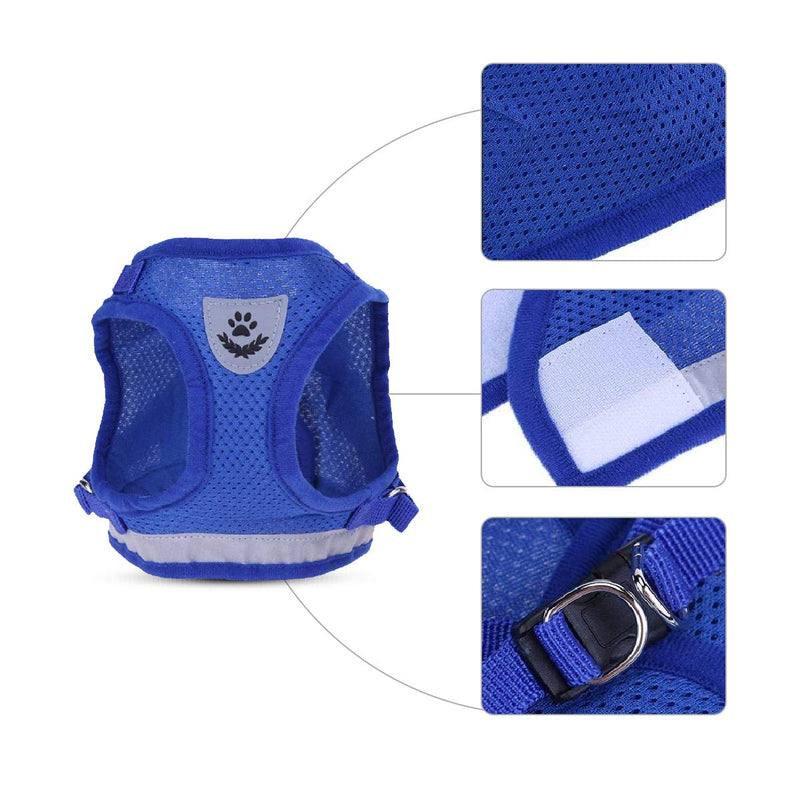 PETCUTE Reflective Dog Harness Adjustable No Pull Dog Harness Mesh Vest Puppy Chest Harness With Leash Blue L - PawsPlanet Australia