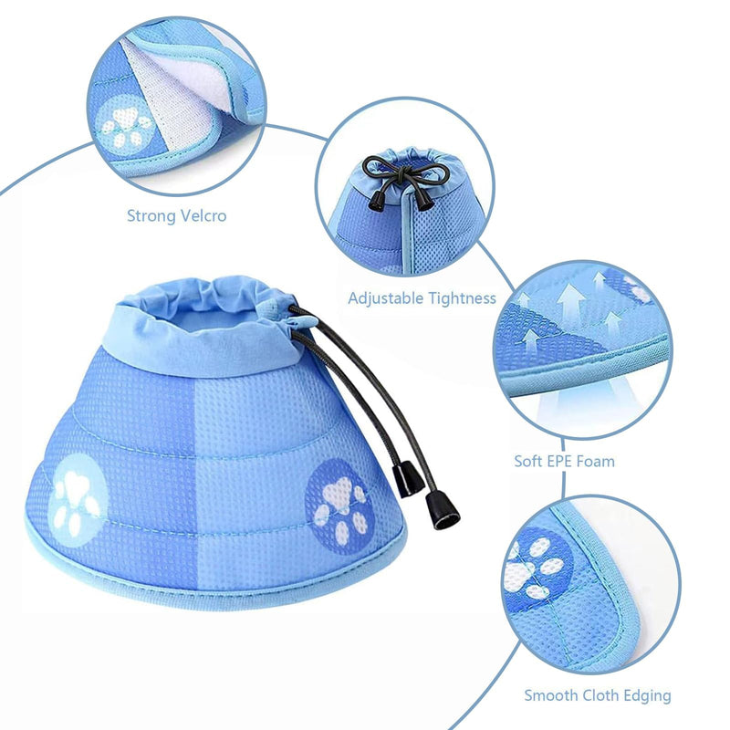 Cat Neck Brace, Protective Collar, Adjustable Cat Collar, Leak Protection, Cat Funnel Recovery Collar, Soft Collar Cone After Surgery and Injuries for Puppies and Cats (M, Blue) - PawsPlanet Australia