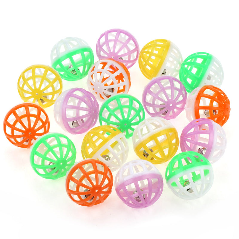 CHIWAVA 48PCS 1.6'' Cat Toy Ball with Bell Plastic Lattice Jingle Balls Kitten Chase Pounce Rattle Toy Assorted Color - PawsPlanet Australia