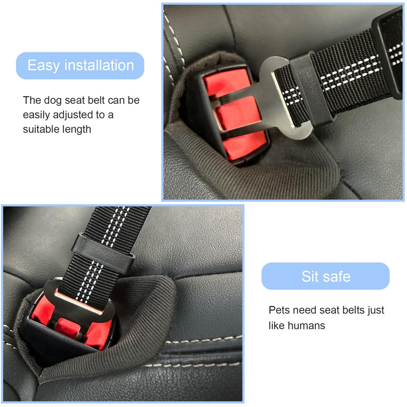 Nutabevr Pack of 2 dog belts for the car, length adjustable dog seat belt, with elastic shock absorption and strong carabiner seat belt, dog safety harness for all dogs and cats - PawsPlanet Australia
