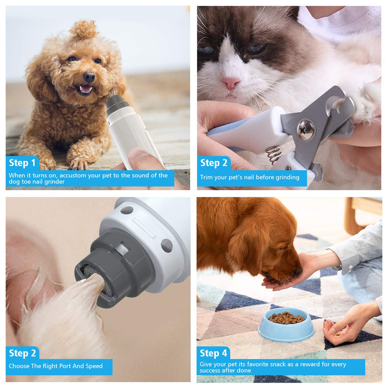 [Australia] - GLOBAL GOLDEN Professional Dog Nail Grinder, Upgraded 2 LED Lights & 2-Speed Portable Electric Pet Nails Trimmers 【15000 RMP】 for Small | Medium | Large Dog & Cat 