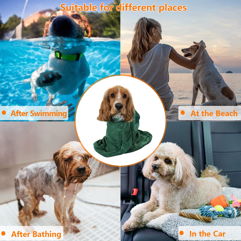 Morezi Dog Bathrobe Towel, Dry Fast Dog Bag, Microfibre Fast Drying Super Absorbent Pet Dog Cat Bath Robe Towel - Purple - XSmall X-Small (49x34cm) - PawsPlanet Australia