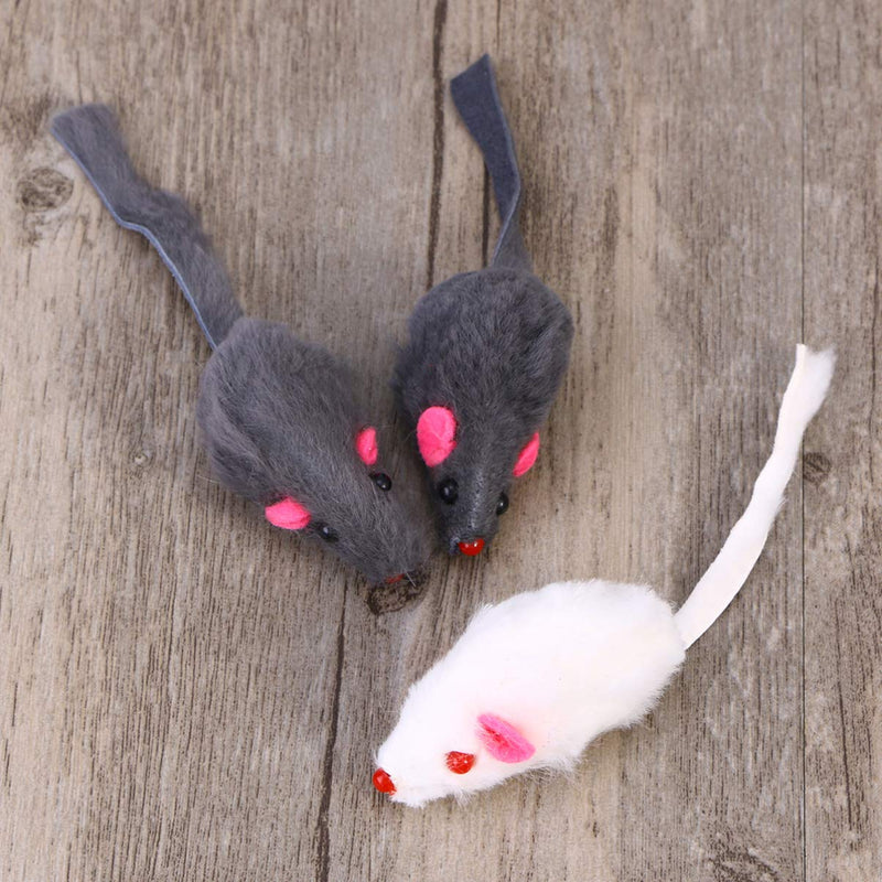 POPETPOP Durable Funny Mini Cute 6Pcs Interactive Plush Stuffed Mice Mouse Playings with Sound Squeaky Black and White for Cats Pet Kitten Kitty - PawsPlanet Australia