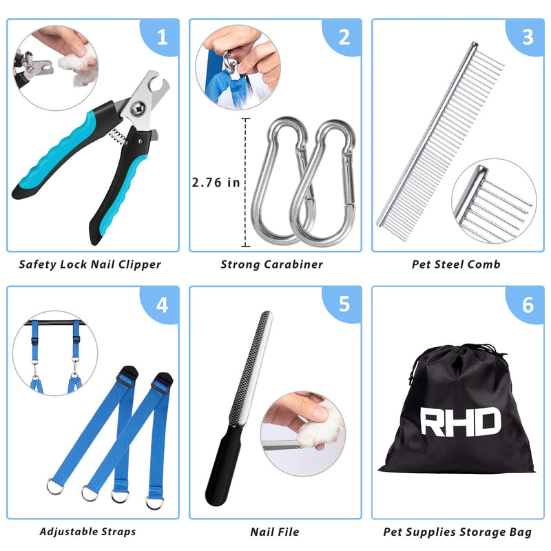 RHD Dog Grooming Hammock Harness for Small Dog and Cats, Dog Grooming Sling, Pet Grooming Hammock, Pet Grooming Supplies Kit with Nail Clippers, Nail File, Pet Comb S (Leg Spacing: 7''-12'' / Max Weight: 33lb) - PawsPlanet Australia