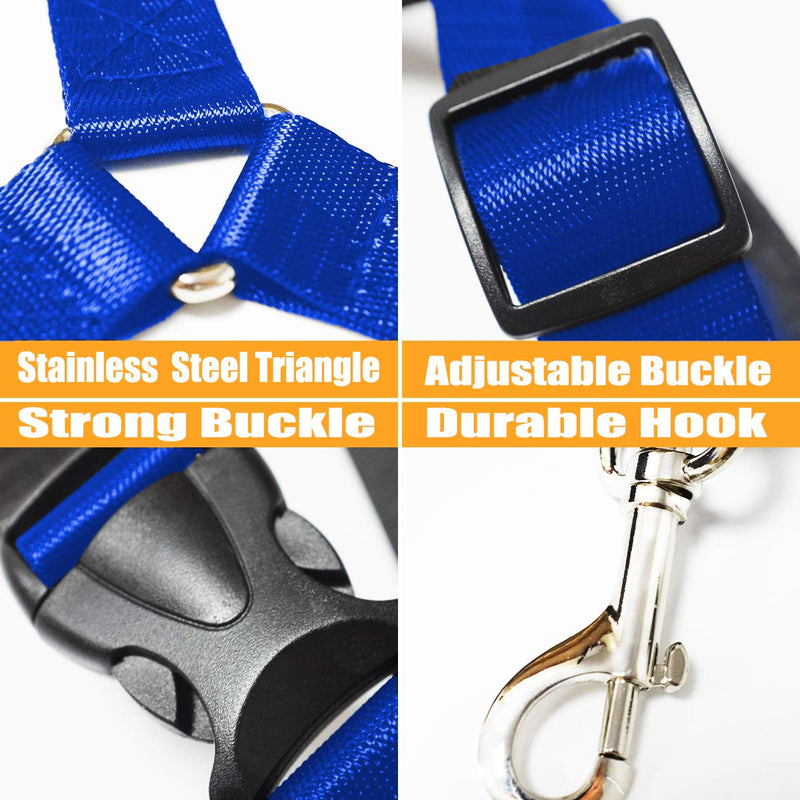 [Australia] - Musonic 2 Packs Dog Cat Safety Seat Belt Strap Car Headrest Restraint Adjustable Nylon Fabric Dog Restraints Vehicle Seatbelts Harness Blue 