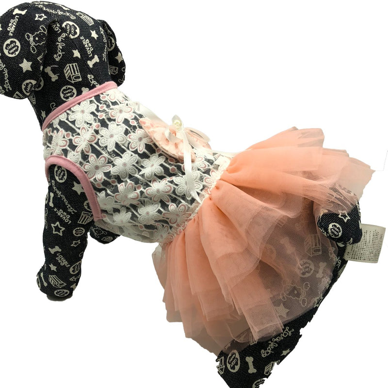 WORDERFUL Dog Wedding Dress Summer Dog Lace Wedding Dress Pet Cute Bubble Skirt Formal Dress for Puppy Small Dogs S Pink - PawsPlanet Australia