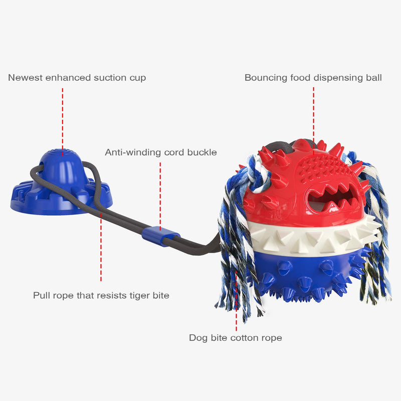 Dog Toys for Aggressive Chewers - Indestructible Medium Dogs Chew Pulling Ball Puppy Teething Toys Puzzle Treat Food Dispensing Ball,Dog Mind Training Funny Rope for Boredom (American Blue) American Blue - PawsPlanet Australia