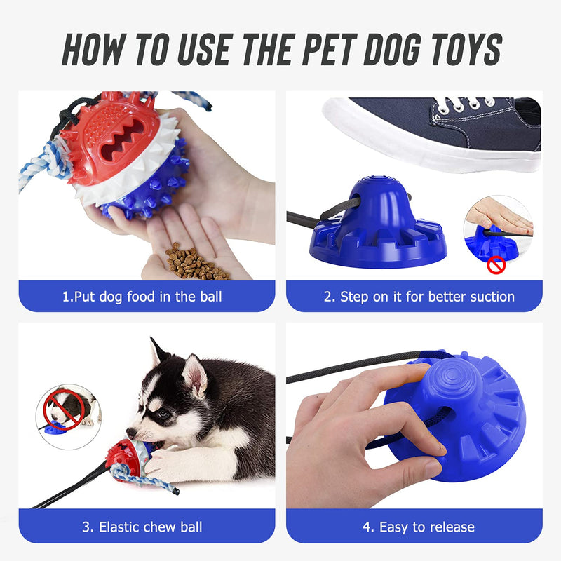 Dog Toys for Aggressive Chewers, Suction Cup Dog Toy, Tug of War Dog Toy Multifunction , Dog Rope Toy for Small to Large Dogs, Interactive Dog Toys with Teeth Cleaning and Food Dispensing Features - PawsPlanet Australia