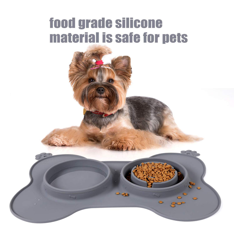 The Pet Mat with Slow Food Feeder and Water Bowl Improves Digestion for Small Medium Large Dogs Cats (14.5x10.5inch black) 14.5x10.5inch black - PawsPlanet Australia