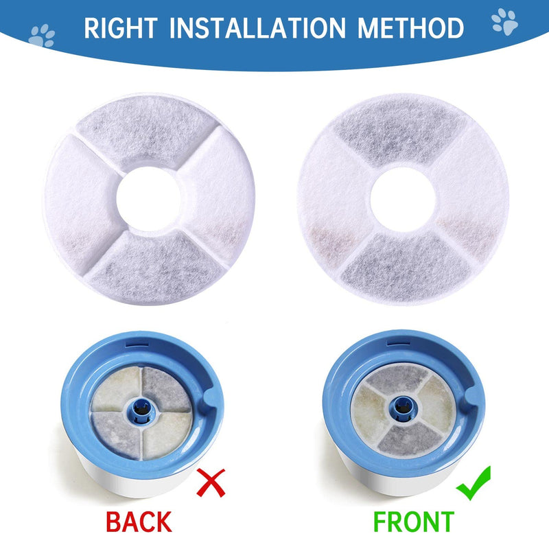 RBAYSALE Cat Water Fountain Filters,10 Packs for Pet Flower Fountains Replacement Filters Round with Activated Carbon and Resin ,for Automatic Dog Drinking Dispenser - PawsPlanet Australia
