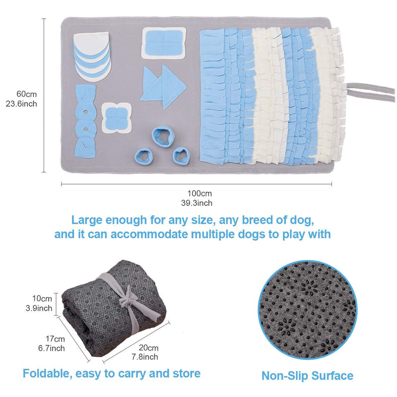 LIVACASA Snuffle Mat Foldable for Large Dogs Washable Pet Feeding Nosework Treats Mat Puzzle Training Toy For Dogs Large Medium Puppies Non Slip Sniffing Games Slow Feeding Bowl for Cats Blue - PawsPlanet Australia