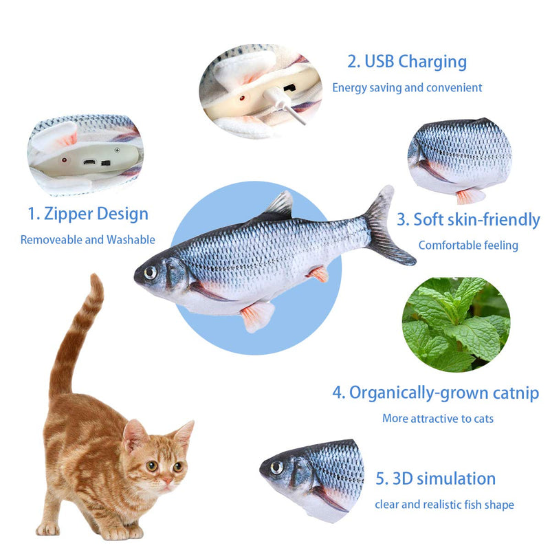 DYBITTS Electric Moving Fish Cat Toy, Interactive Fish Kicker Pets Toy with Realistic Plush Simulation,Wiggle Fish Catnip Toys USB Rechargable Floppy Fish Cat Toy Perfect for Kitten 2 PCS fish cat toy - PawsPlanet Australia