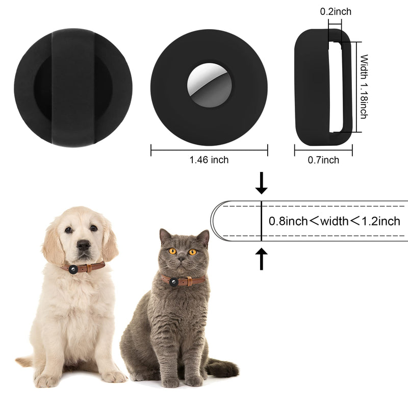 IHPUKIDI Airtag Dog Collar, Pet Silicone Protective Case for Apple Air Tag GPS Finder, 2 Pack Lightweight Dog Collar Cat Loop Holder Pet Anti-Lost Accessorries, Black & blue Black/blue - PawsPlanet Australia