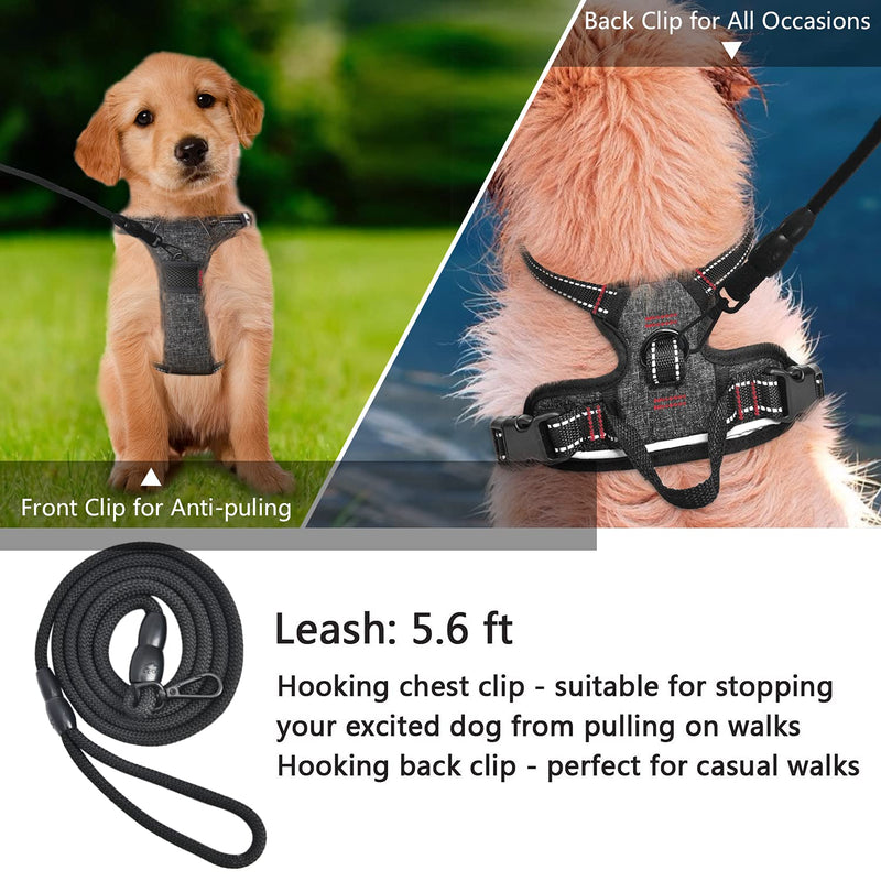 SUPPETS No Pull Dog Harness with Leash Reflective Padded Pet Vest Adjustable Soft Puppy Harness with Easy Control Handle for Dogs and Cats, Black,(XXXS-Size,Neck Girth: 7.5"-8.5",Chest Girth: 9.5") - PawsPlanet Australia