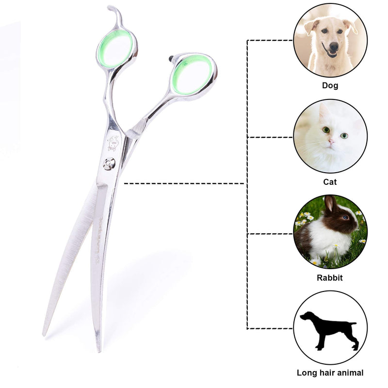 LovinPet Pet Grooming Scissors Professional Dog Cat Grooming Shears with Round Blunt Tip Stainless Steel, Dog Curved Scissors for Grooming Cats Dogs Grooming Tools - PawsPlanet Australia