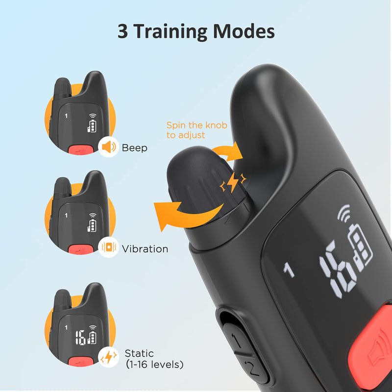 PATPET Dog Shock Collar with Remote - Waterproof Dog Training Collar for Small Medium Large Dogs with Beep, Vibration and 16 Static Levels Shock Black - PawsPlanet Australia