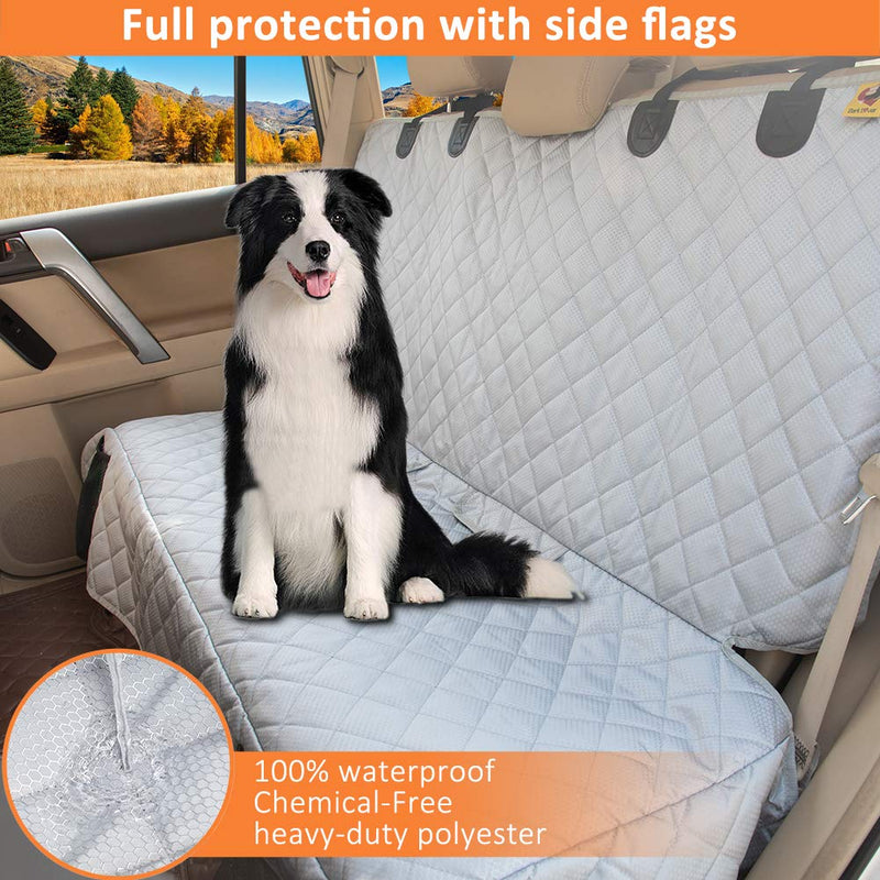 [Australia] - Bark Lover Bench Dog Car Seat Cover for Back Seat, 100% Waterproof Dog Car Seat Covers, Heavy-Duty & Nonslip Back Seat Cover for Dogs and Kids, Compatible Pet Car Seat Cover for Cars, Trucks & SUVs Grey 