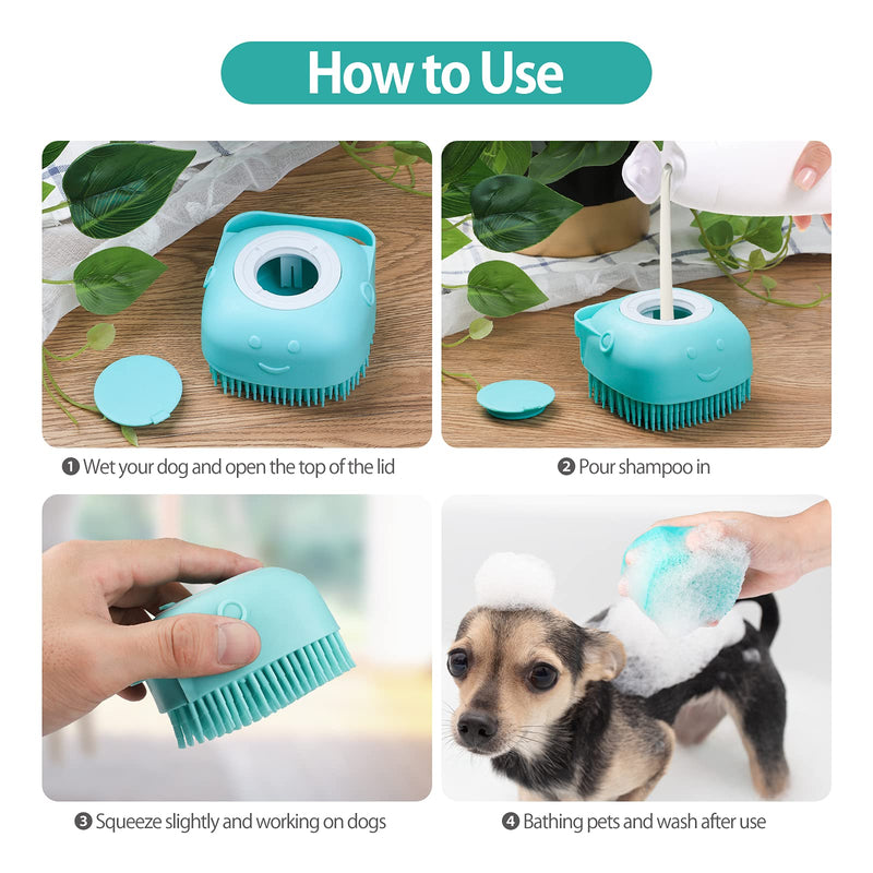 2Pack Dog Bath Brush, Soft Silicone Pet Shampoo Massage Dispenser Grooming Shower Brush for Short Long Haired Dogs and Cats Washing, ISWAYSTORE - PawsPlanet Australia