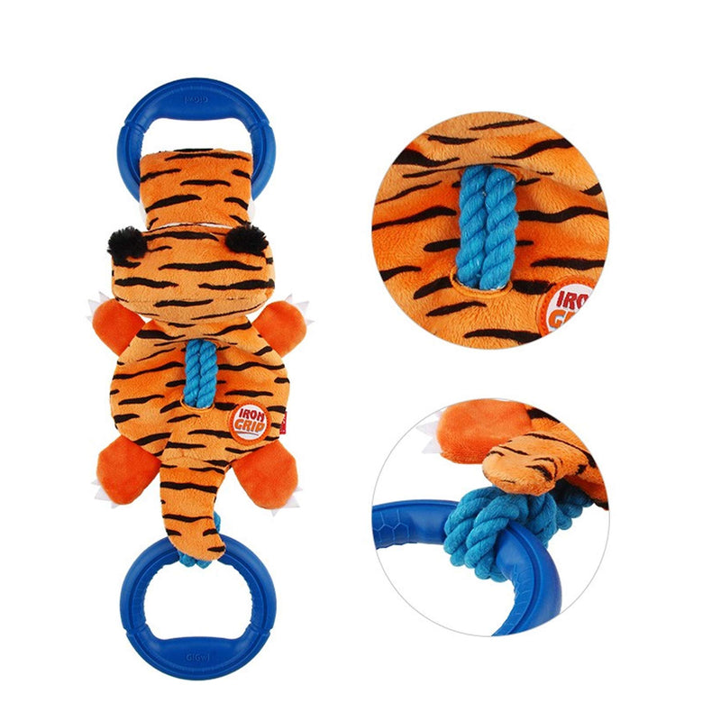 Suhaco Squeaky Tug of War Dog Toys Durable Dog Plush Toy Chew Toys Tiger Shape Training Toy For Small/Medium Dogs - PawsPlanet Australia