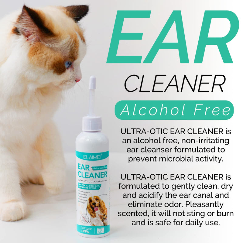 QLIGES ear cleaner for dogs, ear cleaner for dogs - extra for dogs and cats I for ear infections, itching and irritation, ear care, ear hygiene, healthy ears 120ml - PawsPlanet Australia