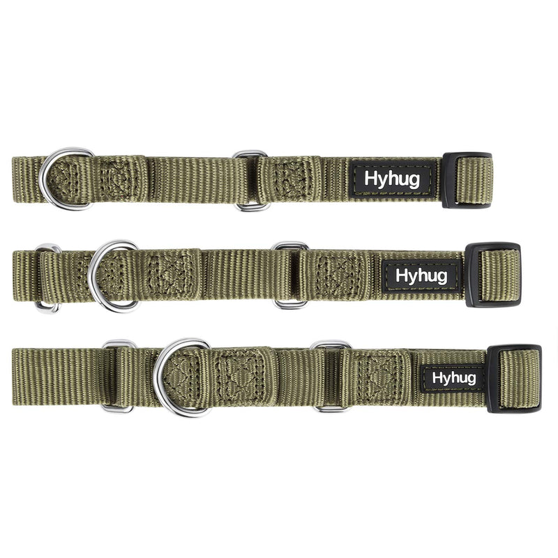 [Australia] - Hyhug Pets Premium Upgraded Heavy Duty Nylon Anti-Escape Martingale Collar for Boy and Girl Dogs Comfy and Safe - Professional Training, Daily Use Walking. Large Military Green 