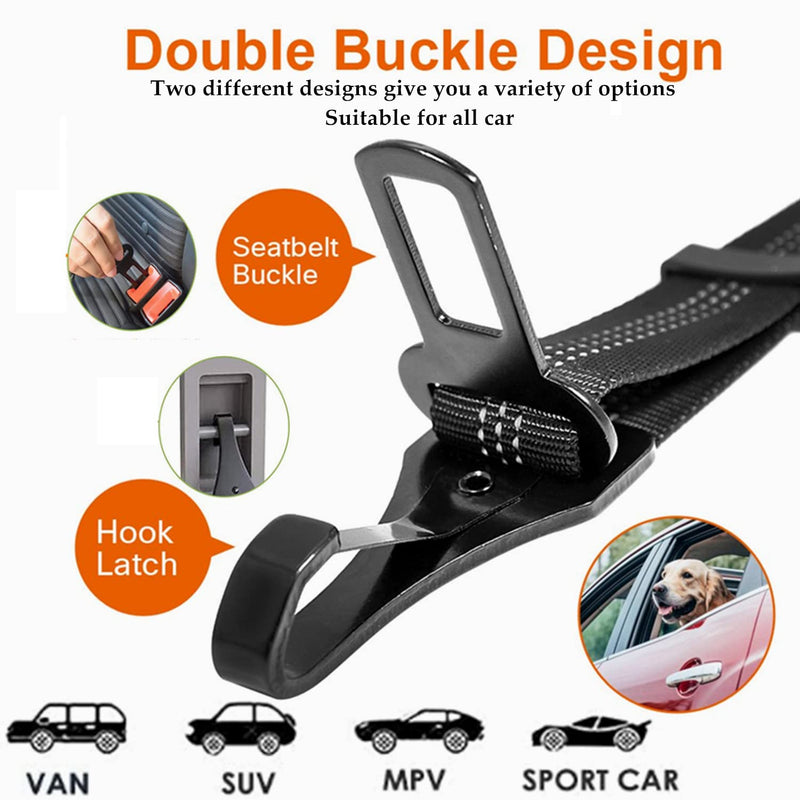 Dog Seat Belt,Adjustable Dog Seatbelt for Car,3 in 1 Dog Safety Belt Leash,Reflective Bungee Dog Car Seatbelt with Hook& Buckle, Dog Car Seat Belt with Aviation Zinc Alloy Rotatable Carabiner - PawsPlanet Australia