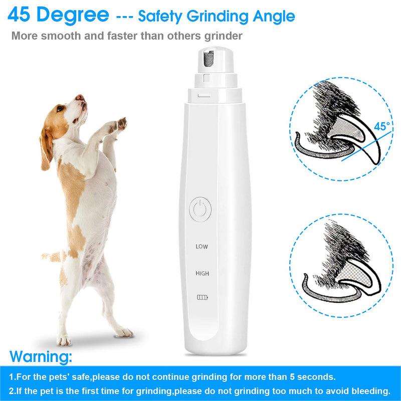 [Australia] - DHAWS Dog Nail Grinder, 2-Speed Rechargeable Painless Electric Pet Paw Trimmer Clipper for All Dogs and Cats 