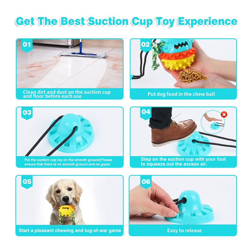 Dog Toys for Aggressive Chewers Suction Cup Tug of War Interactive Puzzle Dogs Toy Indestructible Chew Squeaky Rope Toys for Small Medium Large Dogs with Teeth Cleaning and Food Dispensing Features - PawsPlanet Australia