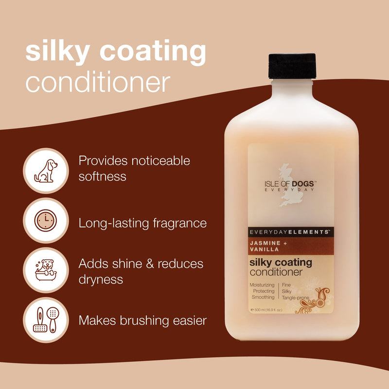 Isle of Dogs - Everyday Elements Silky Coating Conditioner For Dogs - Jasmine + Vanilla - Moisturizing Pet Conditioner With Aloe Leaf Juice For A Softer, Shinier Coat - Made in the USA - 16.9 Oz, (711-16oz) - PawsPlanet Australia