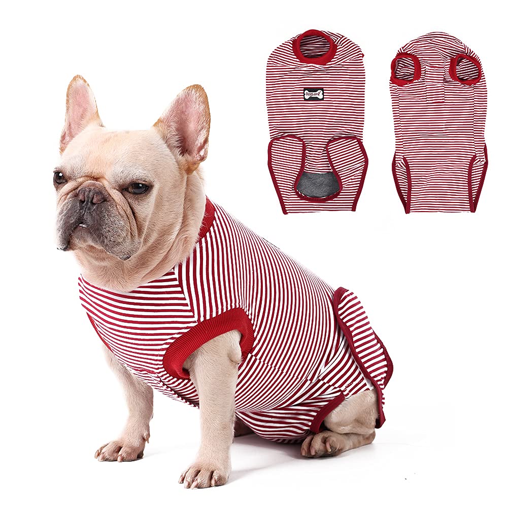 Vanansa Wound Protection Suits for Dogs, Protective Clothing for Dogs After Surgery, Breathable Recovery Suit for Small Medium Large Dogs, Striped Red, XL Striped Red - PawsPlanet Australia