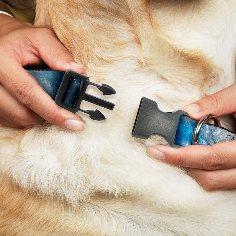 [Australia] - Buckle-Down Plastic Clip Collar - Galaxy Blues/Blues - 1/2" Wide - Fits 6-9" Neck - Small 1.5" Wide - Fits 18-32" Neck - Large 