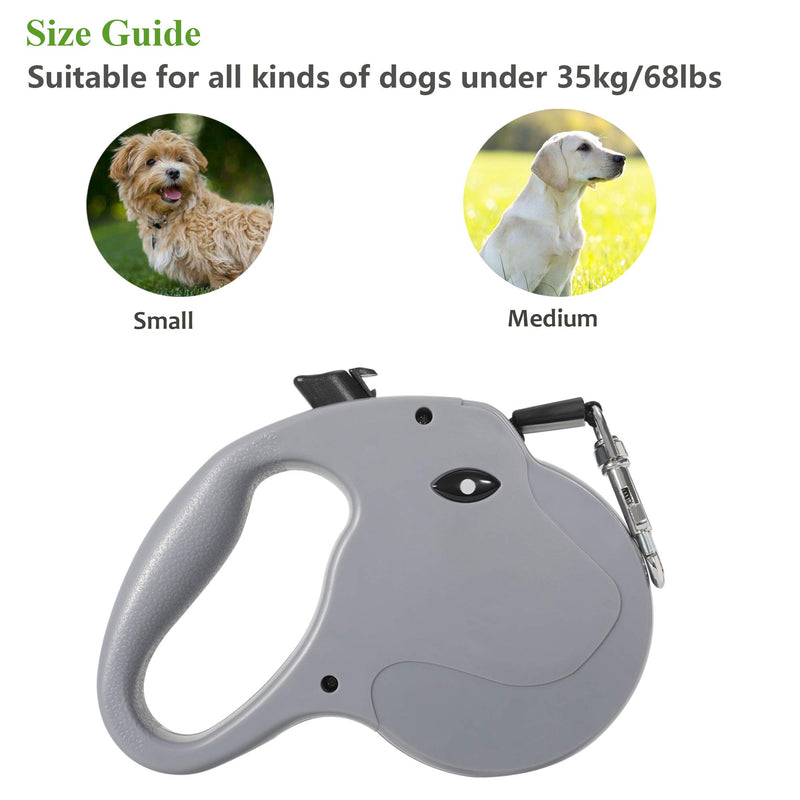 Retractable Dog Leash One-Button Brake & Release 16ft Pet Leash with Strong Nylon Tape for Small or Medium Dogs Up to 68lbs - PawsPlanet Australia