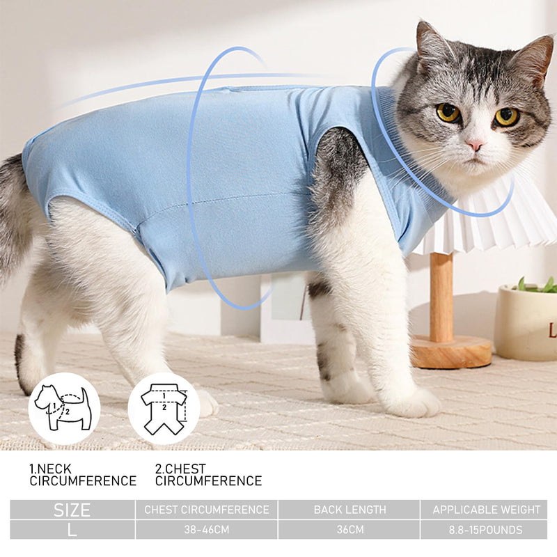 2 Pieces Cat Rehabilitation Clothes, Postoperative Recovery Clothes, Anti-Scratch and Anti-Leak Protection, Soft Cat Clothes, Wound Protection Clothes, Cat Vest, Pet Pajamas (Pink, Blue) - PawsPlanet Australia