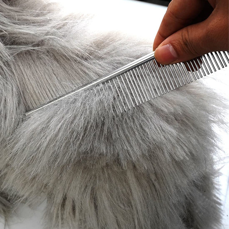 1 Piece Stainless Steel Pet Grooming Comb, Shedding Comb Tool Poodle Finishing Butter Comb Professional Cat and Dog Grooming Comb - PawsPlanet Australia