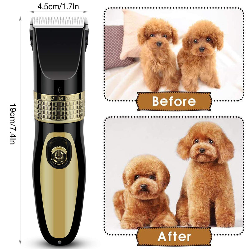 Jennary Dog clippers,USB Rechargeable Cordless Low Noise&Washable Dogs Cats Horse Clippers Electric Pets Hair Trimmers with 4 Comb Guides - PawsPlanet Australia