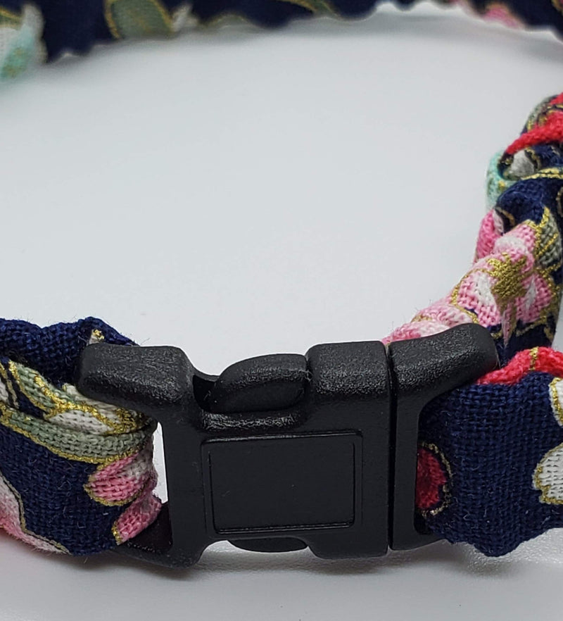 Cat Collar with Bell Charm Floral Design Elastic Adjustable Band - PawsPlanet Australia